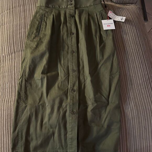 NWT Uniqlo Ines de La fressange olive skirt 6 - Picture 2 of 9